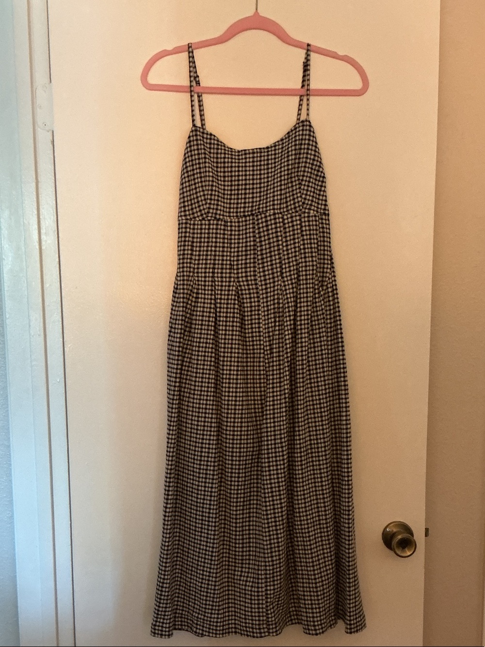 a new day Black and White Gingham Maxi Dress with Spaghetti Straps